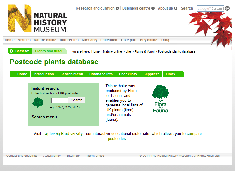 The Postcode Plants Database - Natural History Museum